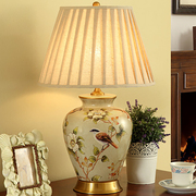 美式陶瓷台灯卧室床头灯家用温馨全铜客厅欧式床头柜婚房房间装饰