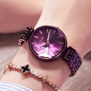 款手表士诗高迪时尚腕表紫色水晶菱形玻璃潮流个性女