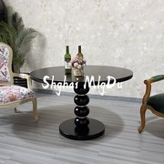 法式实木餐桌黑色圆形，餐厅复古餐桌椅组合中古风椭圆形可定制家具