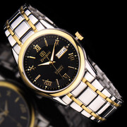 镂空全自动机械双钢带，瑞士手表品牌男商务，夜光日历国产腕表