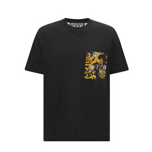 versace范思哲24年夏季时尚，休闲潮流巴洛克印花口袋短袖t恤