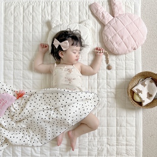 韩式婴儿纯棉床单单件加厚夹棉白色宝宝儿童床绗缝床盖薄款软床垫