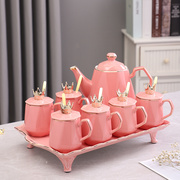 北欧水具套装茶具 家用整套轻奢客厅陶瓷简约茶壶茶杯水杯子托盘