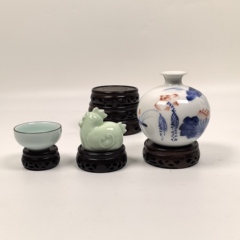 昊林轩黑梓木茶具座子花瓶