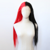 阴阳半黑半红前蕾丝化纤，大蕾丝高温丝假发，自然欧美长发整顶假发套