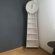 欧式创意落地钟客厅实木书架，置物多功能钟表，黑色大气立钟