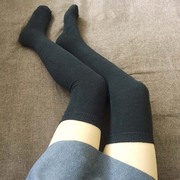 羊毛袜外贸女士长筒袜高筒袜(高筒袜)过膝袜子黑色秋冬出口加厚保暖袜子大
