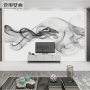 黑白抽象水墨极简客厅电视沙发背景墙纸卧室壁画墙布现代简约壁纸