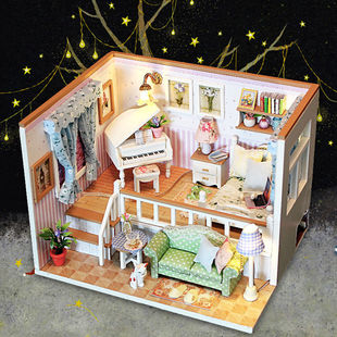 手工制作小房子别墅diy小屋模型建筑遇见你儿童拼图盖房子玩具