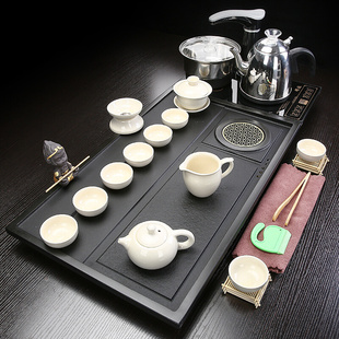 定制乌金石茶具套装家用办公简约小号石茶盘整套功夫泡茶喝茶陶瓷