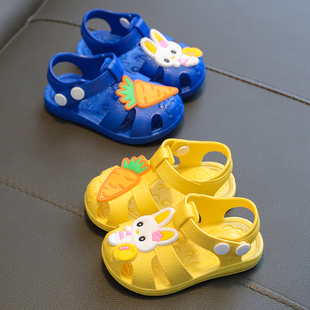 男女童1-3岁2学步鞋，夏季婴儿可爱包头凉鞋，宝宝软底防滑洞洞鞋