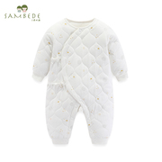 三木比迪新生婴儿连身衣，纯棉冬装加厚保暖男女宝宝系带和服式哈衣