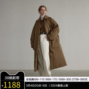 韩国面料半圆原创设计女装，2023年冬季长款高端洋气，风衣式羽绒服女