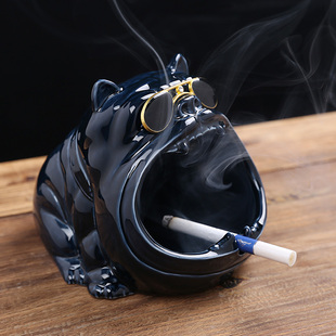 家用可爱卡通狗烟灰缸创意陶瓷，大烟缸个性，潮流车载防风防飞灰摆件
