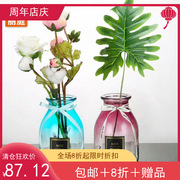 渐变玻璃花瓶欧式复古彩色玻璃花瓶水培家居装饰插花瓶
