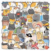 50张原创手绘猫憨憨贴纸可爱卡通猫咪，笔记本电脑手账手机装饰贴画