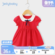 红色连衣裙女童夏装婴儿裙子，夏季小儿童公主，裙夏一周岁女宝宝礼服