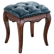 美式实木化妆凳轻奢沙发凳，小皮凳子梳妆凳坐凳软包客厅家用凳