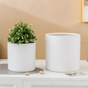 急速大号陶瓷花盆简约直筒型纯色亚光白大尺码，绿植花卉蝴蝶兰