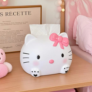 HelloKitty猫纸巾盒客厅桌面小红书同款可爱抽纸盒高级感家居摆件
