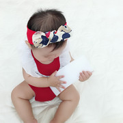 米老鼠+大红色撞色新生婴儿宝宝柔软头带 可爱儿童宽边护卤囟门