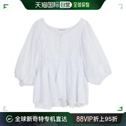 韩国直邮66girls东大门t恤女士，纯色灯笼袖宽松舒适休闲褶皱设计