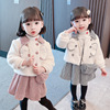 女童秋冬两件套加绒小香风，无袖格子连衣裙，韩版时髦保暖翻领衣