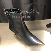 恋尚萝莎2022冬季女靴欧美裸靴尖头金属短靴细高跟时装靴 3T63910