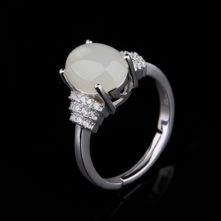 925银戒指时尚，饰品纯银首饰，和田玉戒指配饰htc042