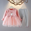 女童春秋装1女宝宝洋气，套装0-4岁婴，儿童装时髦春季衣服公主两件套