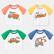 婴儿衣服短袖t恤卡通印花男童，3岁夏装1幼，儿童宝宝女小童上衣洋气