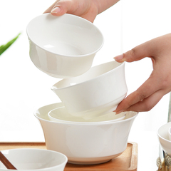 骨瓷纯白色米饭碗家用创意餐具