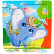 16片木制卡通动物宝宝拼图，木质儿童科教创新益智拼板玩具定制