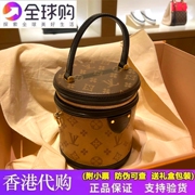 香港2023真皮圆筒包发财桶包中古单肩斜跨水桶包手提包女