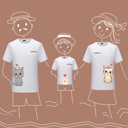 儿童短袖定制t恤短袖母子，装夏季亲子装，一家四口三口情侣装衣