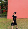 巴厘岛海边度假露背沙滩裙，荷叶边一字，领露肩宽松仙女连衣裙长裙黑