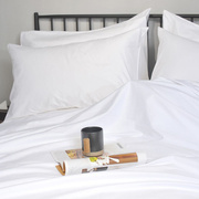 宾馆酒店床上用品星级酒店床品三四套民宿白床单被套枕套缎条纯