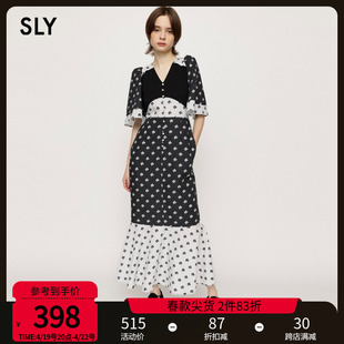 SLY 2023秋季复古少女花卉图案喇叭袖连衣裙女030GSZ33-4210
