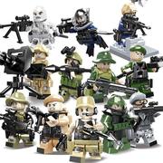 积木玩具拼装仔军事益智人，儿童小人特种特警，兵警察男孩中国男孩子