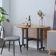 折叠大圆桌家用圆形餐厅餐桌可移动吃饭桌子小户型实木桌面折叠桌