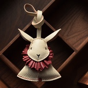 mr夹子设计师原创生肖兔子真皮，车钥匙包挂件手工个性潮女礼物