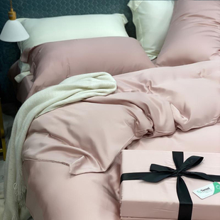 100支轻奢纯色天丝四件套 简约冰丝凉感丝滑裸睡被套床笠床上用品