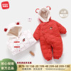 婴儿冬装中国风连体衣新年宝宝夹棉加厚红色外出服棉服连帽拜年服