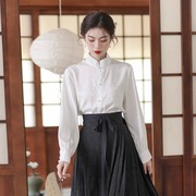 新中式裙子女装暗纹提花衬衫搭配马面裙的对襟上衣上班可穿白衬衣