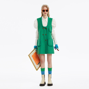 N·MORE设计师品牌 22秋冬 生机绿装饰罗纹U型领羊绒背心裙