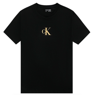 Calvin Klein/CK 男士圆领LOGO印花休闲运动纯棉舒适夏季短袖T恤