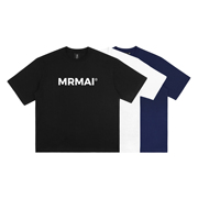 mrmai系列夏季简约字母logo印花白色，黑色藏青宽松纯棉圆领短袖t恤