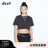 dzzit地素 奥莱夏款简约黑色印花短款T恤女3D2B3211A