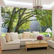 田园风格壁画3d客厅沙发背景墙布 5d风景墙纸卧室壁纸无纺布 大树