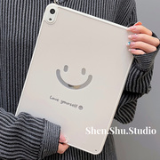 小众简约纯色笑脸适用ipad保护壳苹果平板pro11亚克力air45透明ipad78910.2寸单面式10.9少女10代保护套